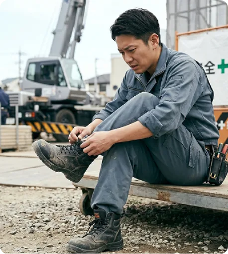 仕事環境で巻き爪が悪化した男性